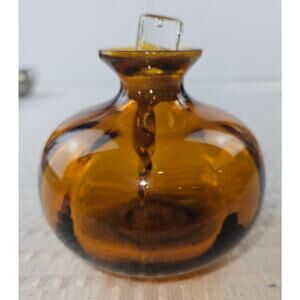 Vintage  Amber Blown Glass‎ Perfume Diffuser with Glass Stopper